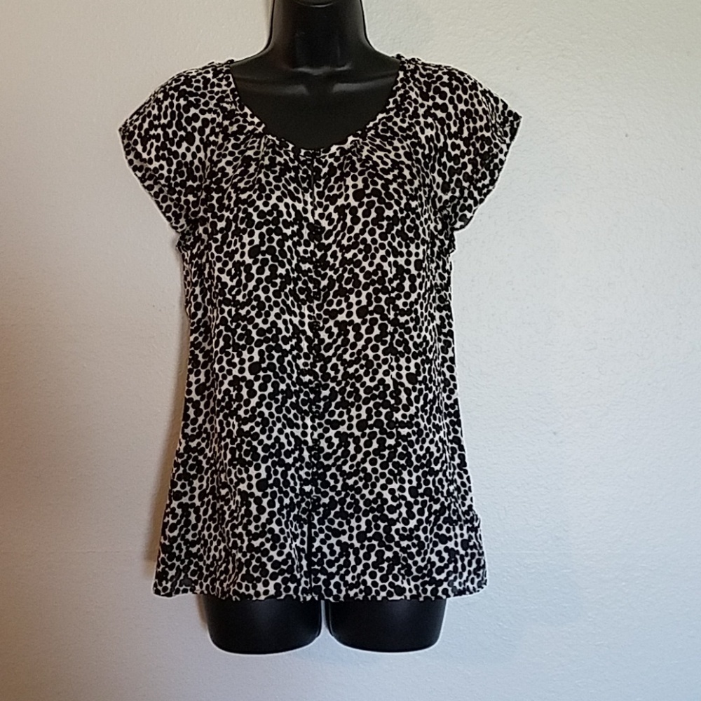 Banana Republic Silk Speckled Button Up Top Sm‎